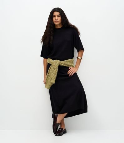 Pollera Evasê Midi en Punto con Caida Leve