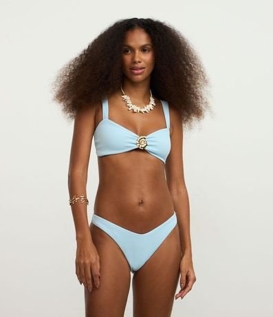 Bikini Top Bandeau en Microfibra Texturizada con Adornos de Caracol 2