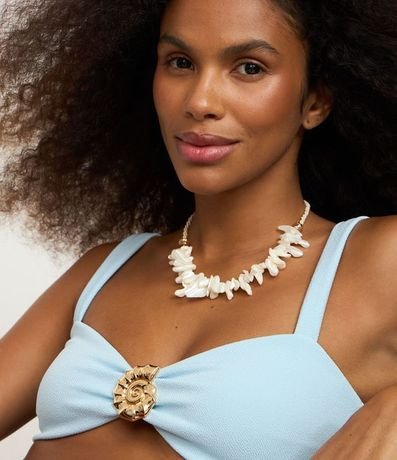 Bikini Top Bandeau en Microfibra Texturizada con Adornos de Caracol 3