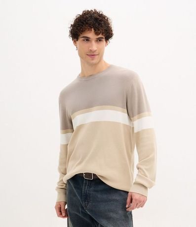 Suéter Regular en Viscosa con Bloques de Color