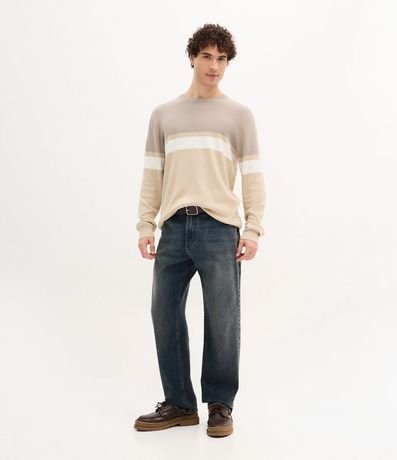 Suéter Regular en Viscosa con Bloques de Color 2