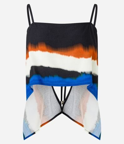 Salida de Playa Blusa Cropped en Viscosa con Estampa Acuarelada 5