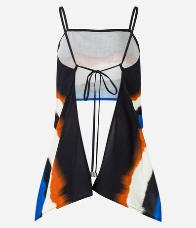 Salida de Playa Blusa Cropped en Viscosa con Estampa Acuarelada 6