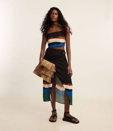 Salida de Playa Blusa Cropped en Viscosa con Estampa Acuarelada 2