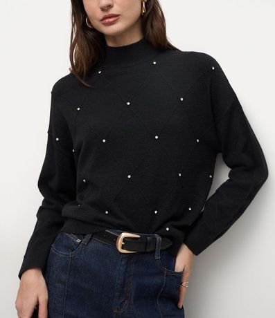 Suéter en Punto con Cuello Mediano y Aplicación de Lunares 4