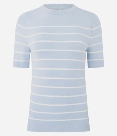 Blusa Manga corta en Punto con Estampa Rayada 5