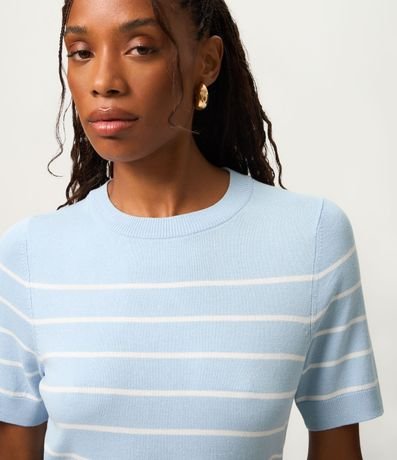 Blusa Manga corta en Punto con Estampa Rayada