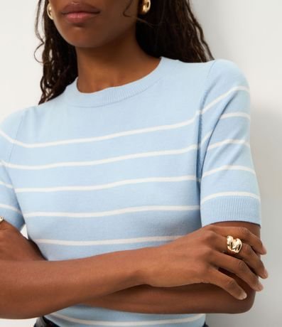 Blusa Manga corta en Punto con Estampa Rayada 4