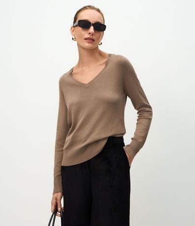 Blusa Básica en Punto Leve con Escote V