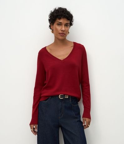 Blusa Básica en Punto Leve con Escote V