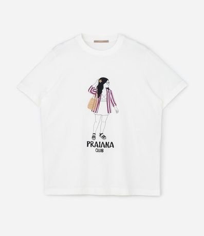 Remera Alargada en Algodón con Estampa Playera y Detalle Bordado Curve & Plus Size 4