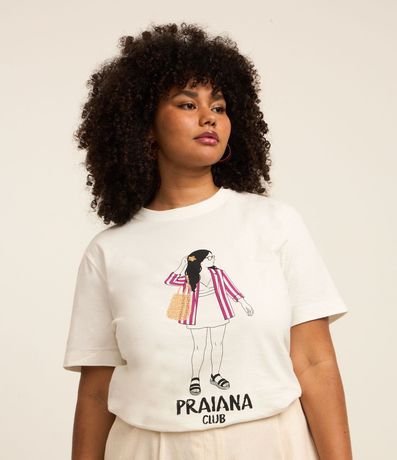 Remera Alargada en Algodón con Estampa Playera y Detalle Bordado Curve & Plus Size 2