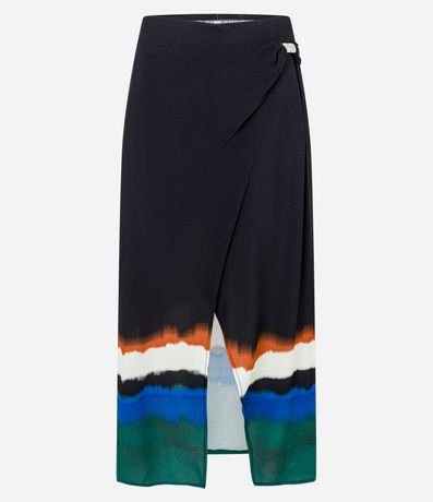 Salida de Playa pollera Traspasada en Viscosa con Estampa Acuarelada 6