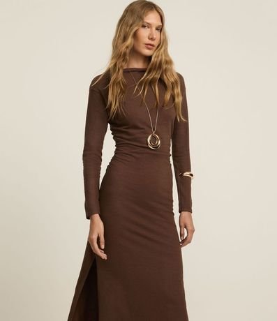 Vestido Reto Midi en Cotton con Encaje en la Bajo 2