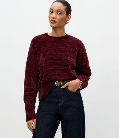 Suéter Regular y Texturizado en Punto Chenille