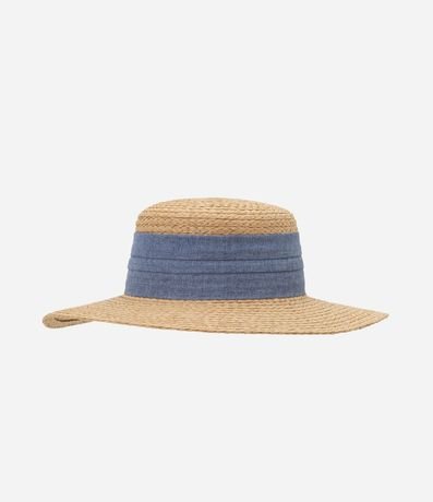 Sombrero de Paja Cabeza Recta con Cinta de Algodón 2