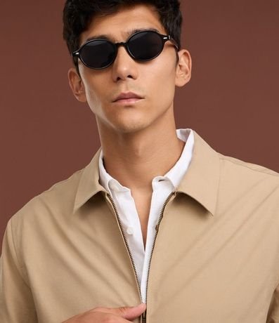 Campera en Sarga con Cuello Inglés y Bolsillos 5