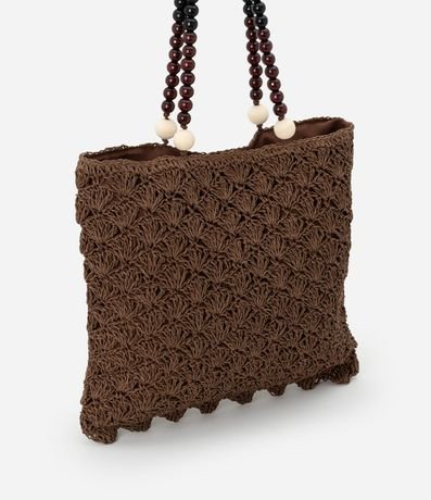 Bolsa de Playa en Paja con Lunares de Madera en las Asas 2