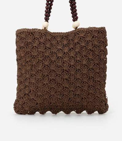 Bolsa de Playa en Paja con Lunares de Madera en las Asas 4