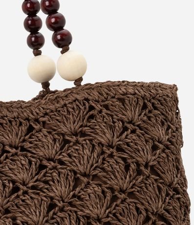 Bolsa de Playa en Paja con Lunares de Madera en las Asas 5