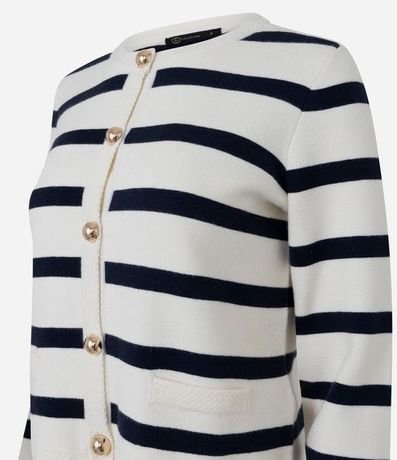 Cardigan Punto Listrado con Botones Dorados 6
