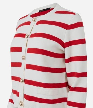 Cardigan Punto Listrado con Botones Dorados 6