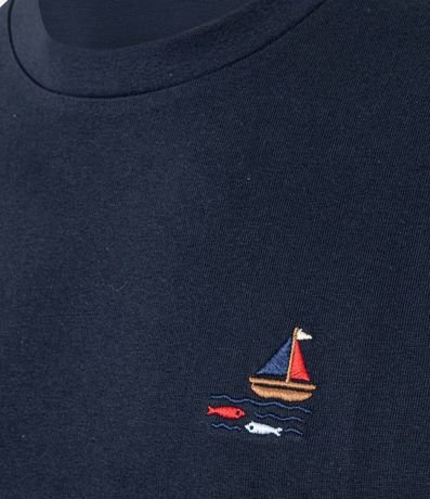 Remera en Algodón con Bordado de Barco y Peces 6