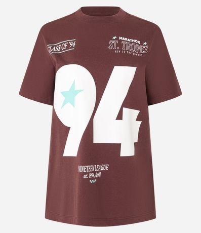 Remera Alargada en Algodón con Estampa 94 5