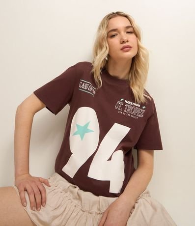 Remera Alargada en Algodón con Estampa 94 1