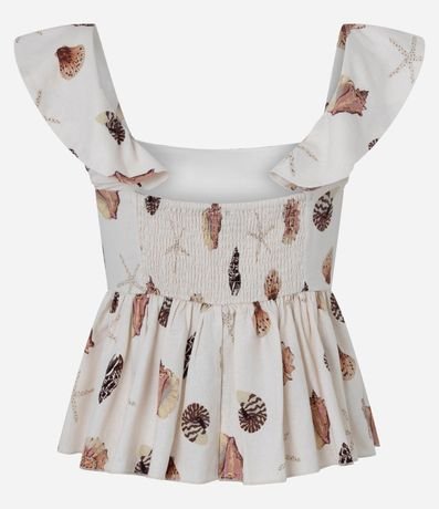 Blusa en Viscolino con Bretel de Volado y Estampa de Caracola 8