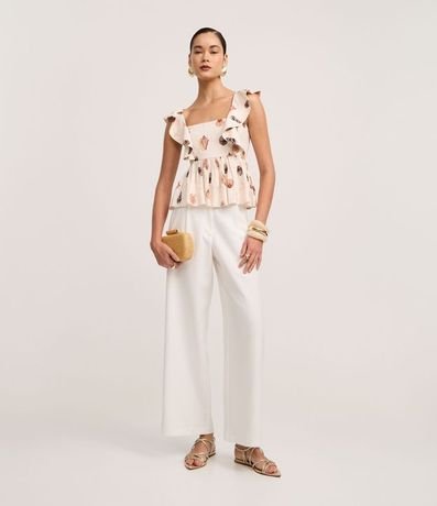 Blusa en Viscolino con Bretel de Volado y Estampa de Caracola 2