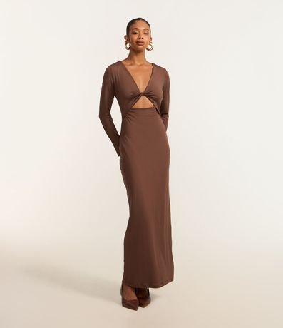 Vestido Largo en Microfibra con Torcido en el Busto 1