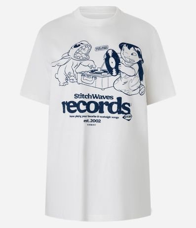 Remera T-Shirt en Algodón con Estampa Lilo & Stitch Records 5