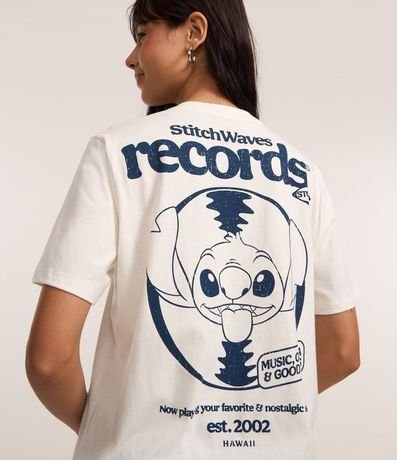 Remera T-Shirt en Algodón con Estampa Lilo & Stitch Records 1