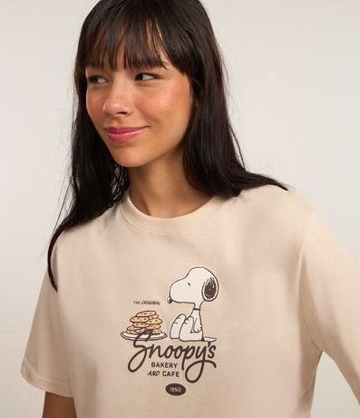 Remera Alargada en Algodón con Estampa Snoopy Bakery 4