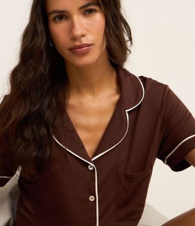 Pijama Short Doll Americano en Viscolycra con Vieses Contrastantes 2