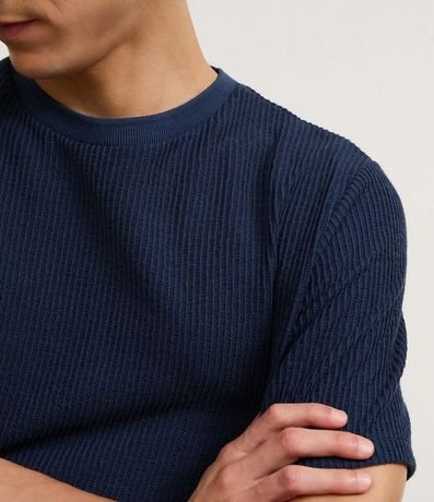 Remera en Algodón Acanalada con Cuello Redondo 3