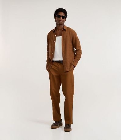 Pantalón Recto en Sarga Peletizada