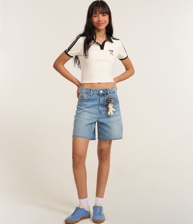 Blusa Polo en Algodón con Bordado de Moña 2