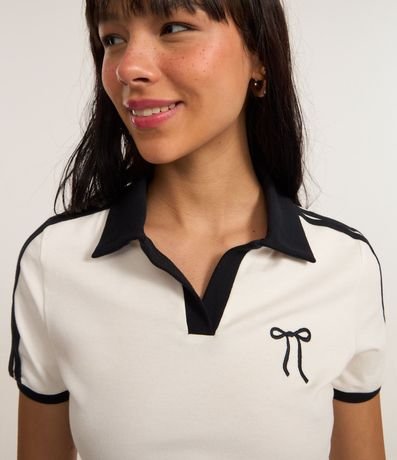 Blusa Polo en Algodón con Bordado de Moña 3