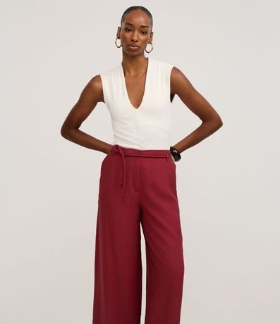 Pantalón Pantacourt con Corte Sastre y Lazo 2