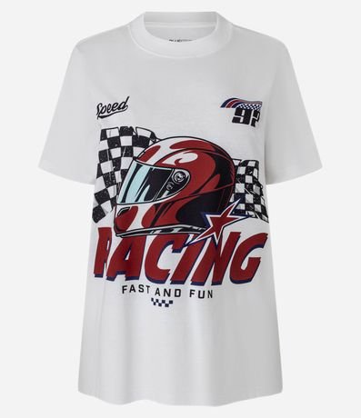 Remera Alargada en Algodón con Estampa Racing 4