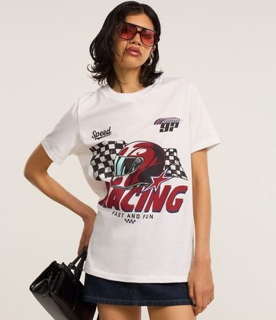 Remera Alargada en Algodón con Estampa Racing 2