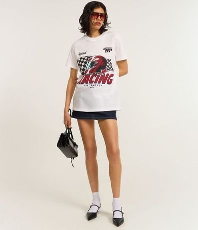 Remera Alargada en Algodón con Estampa Racing 3