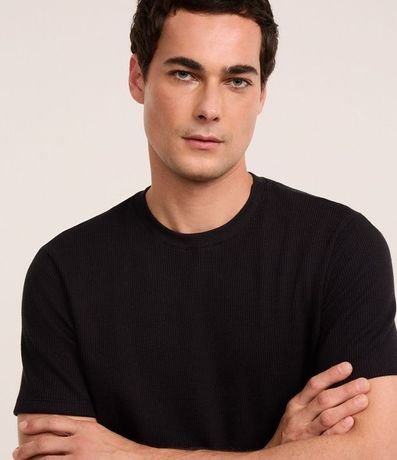 Remera Regular en Algodón con Textura Waffle 5