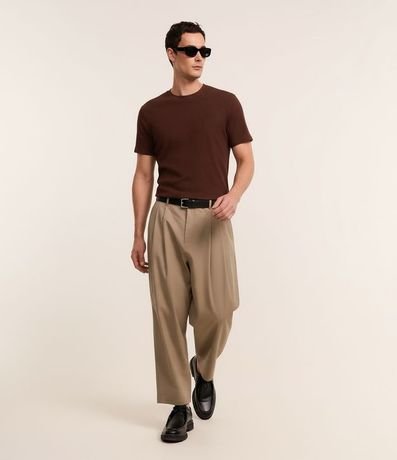 Remera Regular en Algodón con Textura Waffle