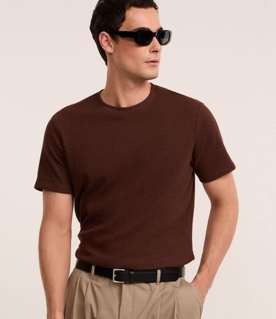 Remera Regular en Algodón con Textura Waffle