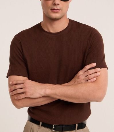 Remera Regular en Algodón con Textura Waffle 3