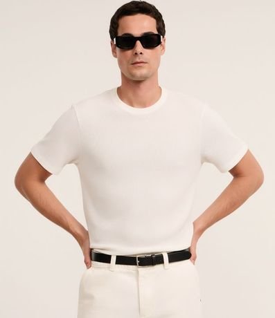 Remera Regular en Algodón con Textura Waffle