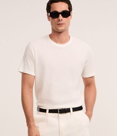 Remera Regular en Algodón con Textura Waffle